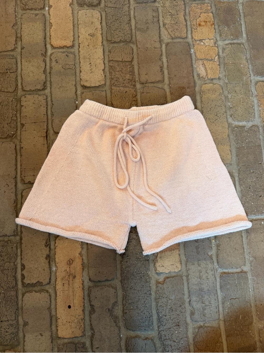 Women's Knit Drawstring Athletic Shorts in Pale Pink